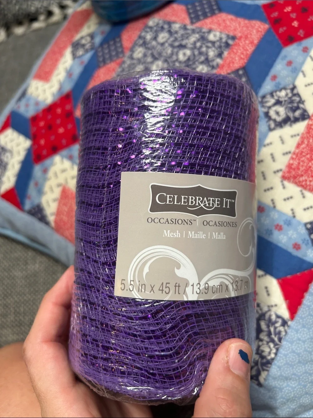 Celebrate It Shimmery Purple and Bright Blue Mesh Ribbon Rolls